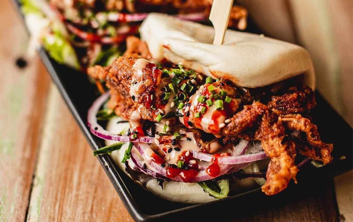 a soft shell crab bao